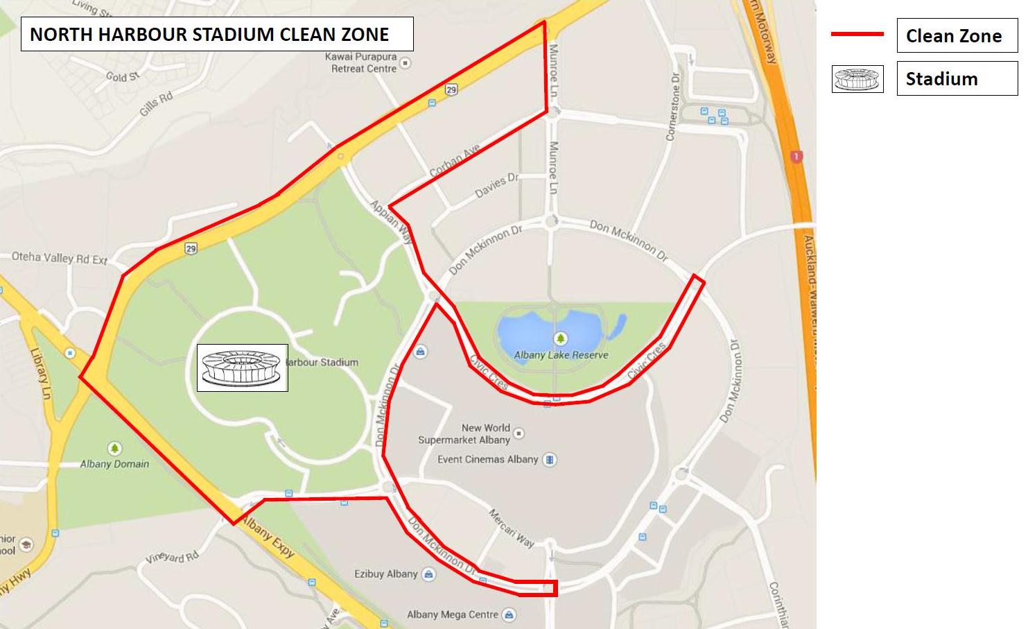 North Harbour Stadium Clean Zone
