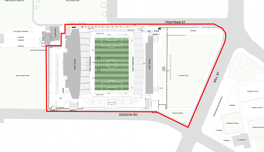 Waikato Stadium perimeter map