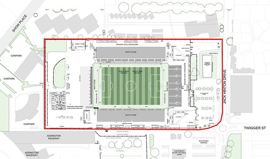 Christchurch Stadium perimeter map