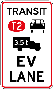 Transit (T2), heavy vehicle and electric vehicle lane