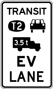 Advance advisory special vehicle lane sign
