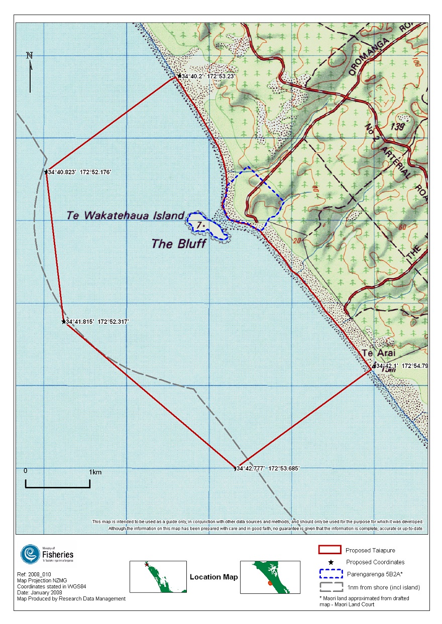Map of the proposed taiapure